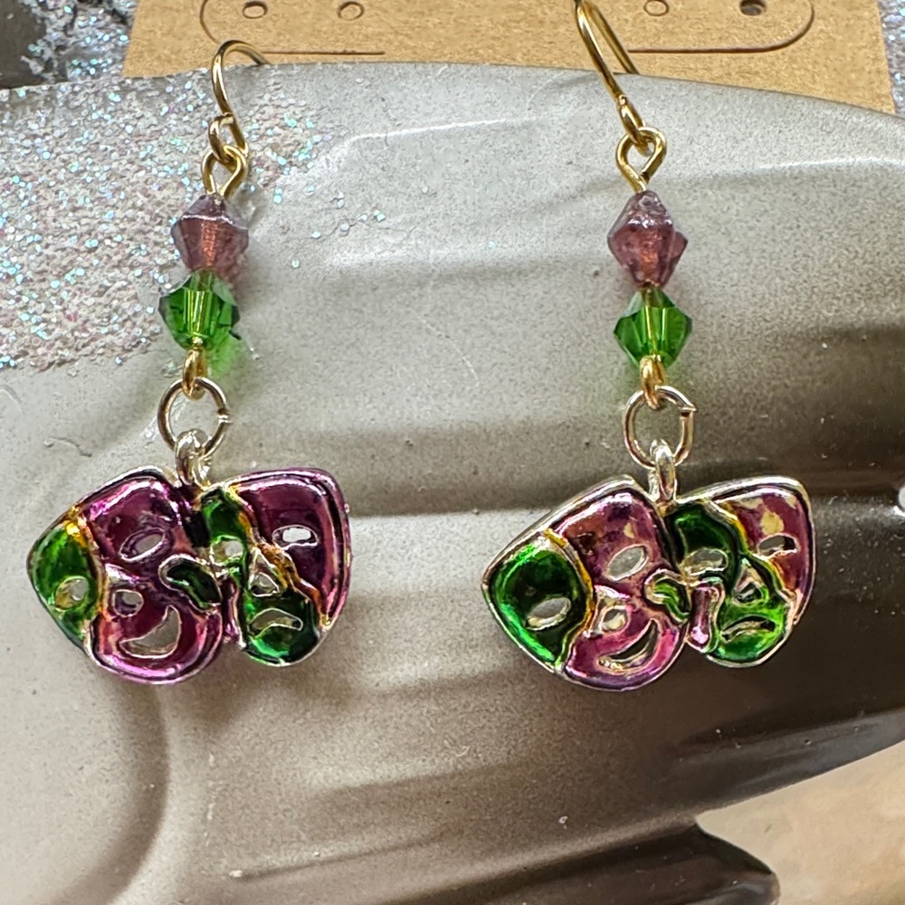 Mardi Gras Colorful Mask Earrings 2/$22